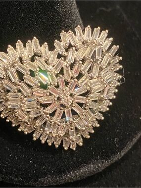 Silver CZ Cluster Crystal Heart Pendant